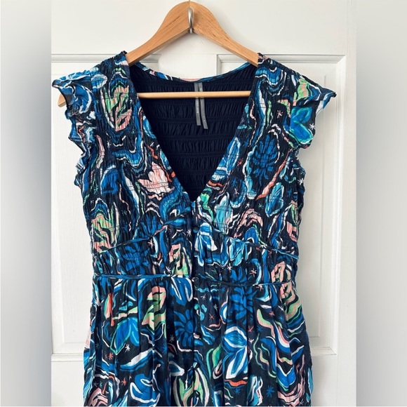 Anthropologie Blue Multicolor Midi Dress - Picture 14 of 16